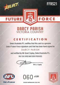 2015 Select Future Force - Red Signatures #FFRS21 Darcy Parish Back